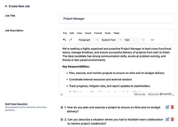 Create Job and Share Unique Link Create Job and Share Unique Link